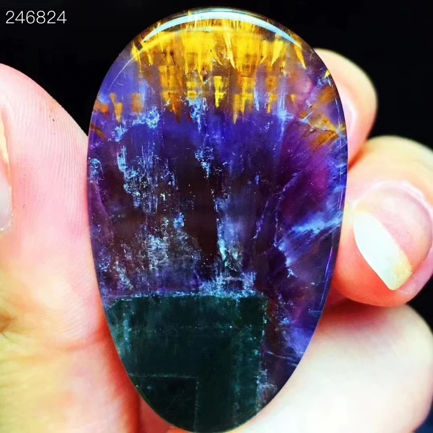 

Purple Natural Cacoxenite Auralite 23 Purple Pendant 41.3x24.6x8mm Canada Rutilated Water Drop Women Men Necklace AAAAA