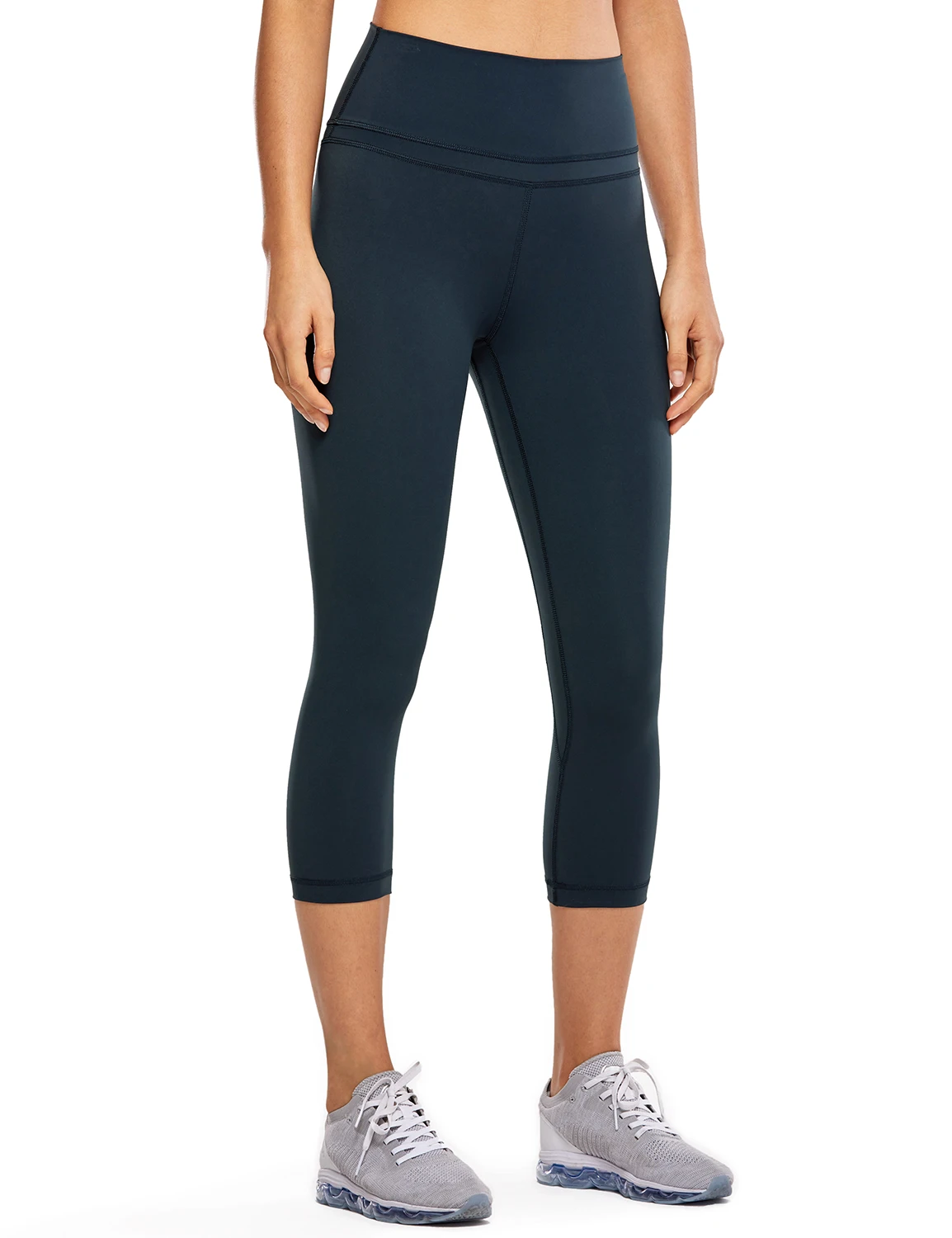 True Navy06 CRZ YOGA Для женщин голый чувство Высокая Талия Активные Брюки укороченные колготки Капри для занятий йогой - Цвет: True Navy06