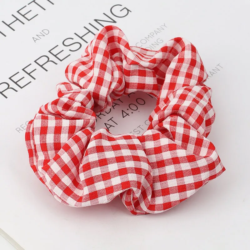 

Scrunchies Hair Rope Stripe Grid Fabric Hair Accessories For Women Elastic Hair Bands Girls Elegant Ponytail Holder