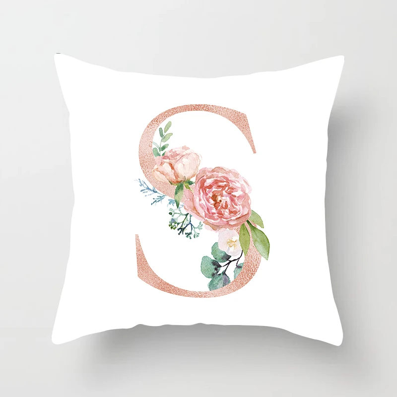 Декоративная Наволочка на подушку с буквами и цветами День святого Валентина