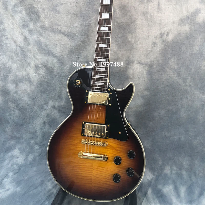 Высшее качество пользовательская электрическая гитара твердый корпус огненный