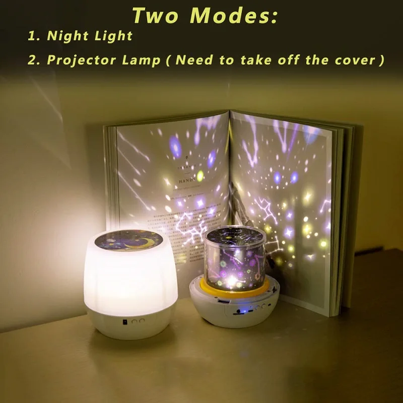 LED Night Light Colorful Cosmic Starry Sky Rotation Projection Dimmable Lamp USB Charging For Children Baby Festival Gifts | Лампы и