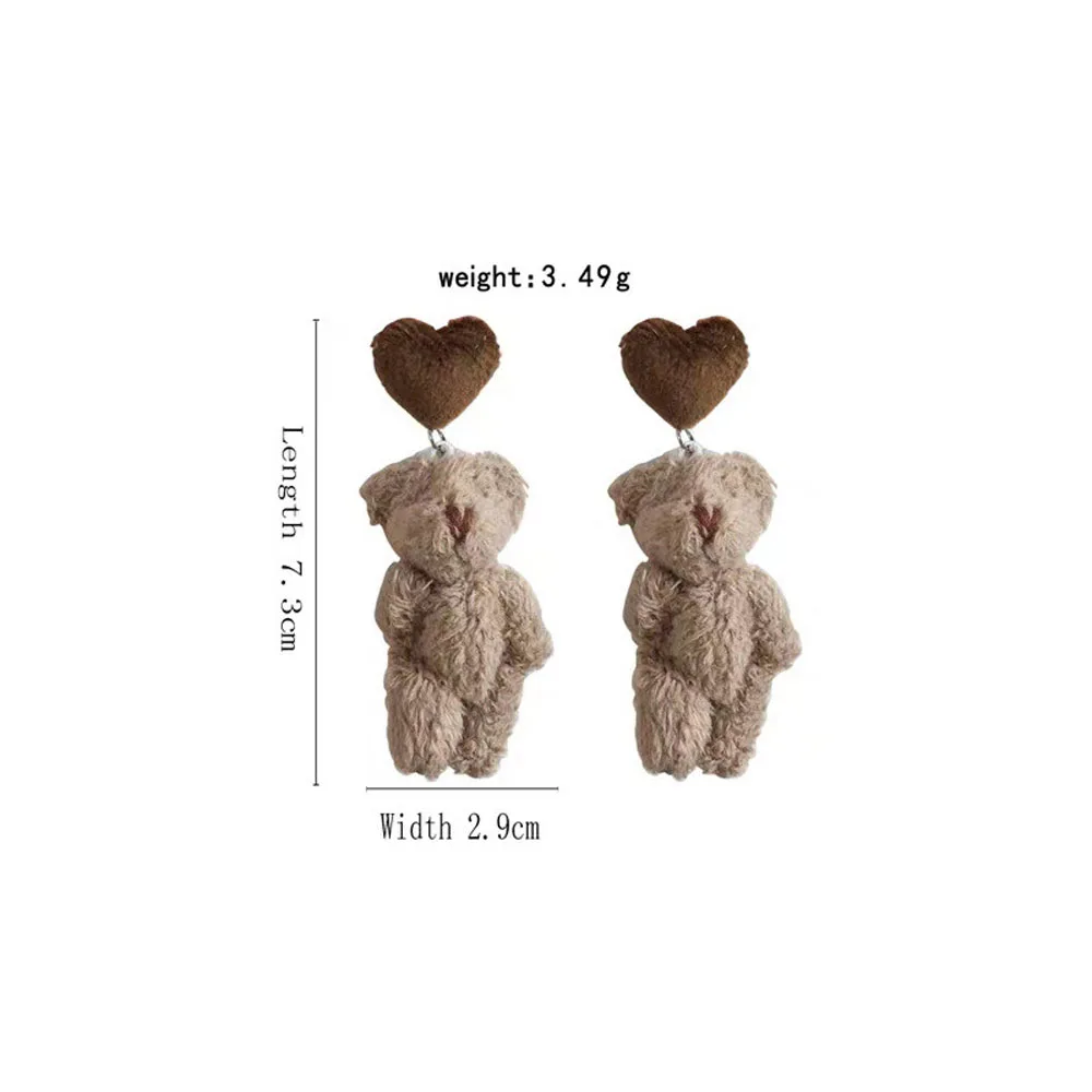 

Plush Bear Earrings Cute Velvet Earrings Love Earrings Hair Ball Earrings Female Retro Temperament Wild Earrings