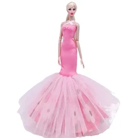 16 classic pink floral sleeveless dress for for barbie clothes princess fishtail party gown 16 bjd dolls accessories kids toys