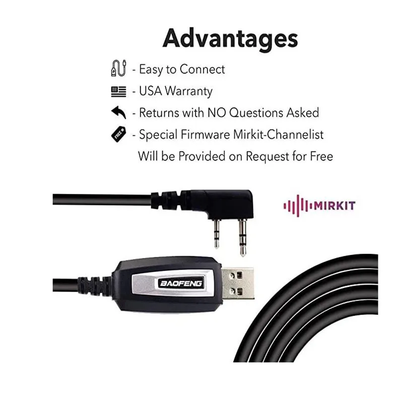 Mirkit Кабель для программирования CH340 чип подходит Baofeng двусторонней ham портативное