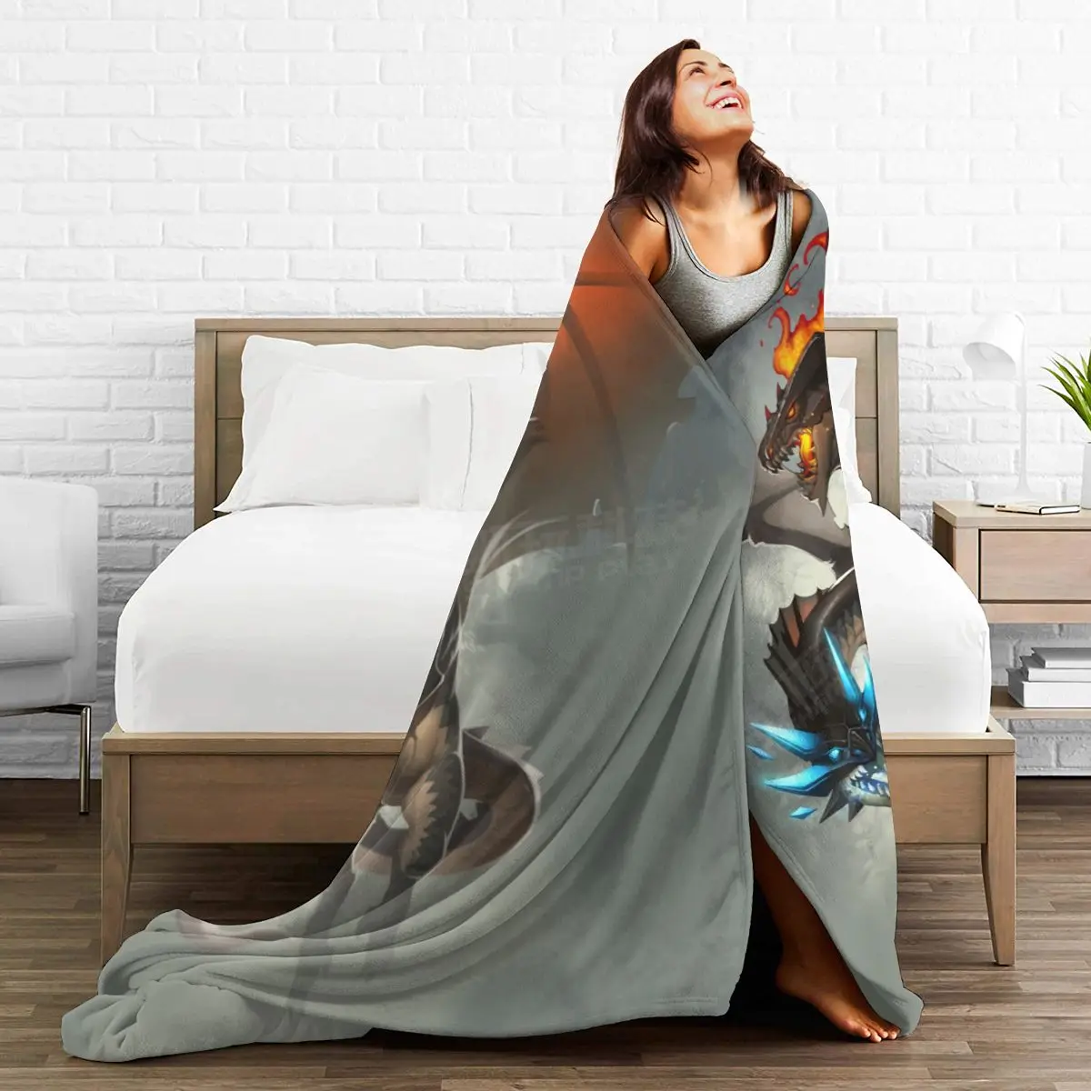 Cool dragon 3D printing soft and warm coral velvet flannel bed blanket artificial fur mink bedspread winter checked | Дом и сад
