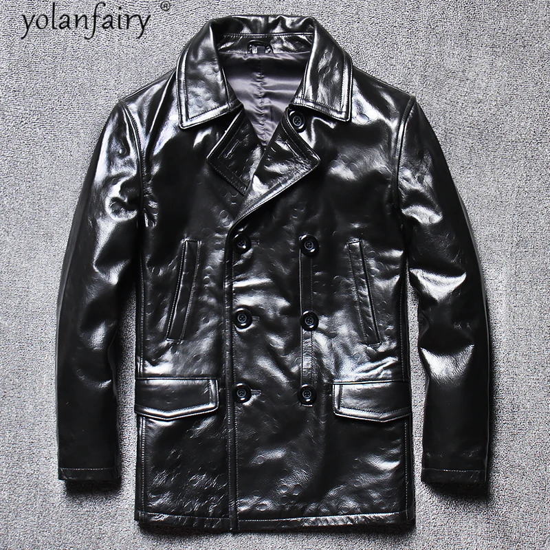 

100% Real Cow Leather Jacket Men Korean Casual High Quality Mens Leather Jackets and Coats Spring Autumn Coat 2021 Hommes Veste