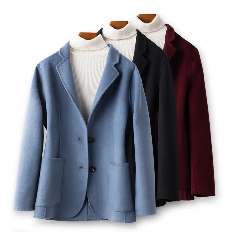 2020 чистый цвет новый мужской qiu шерстяное двойное пальто короткая шерстяная