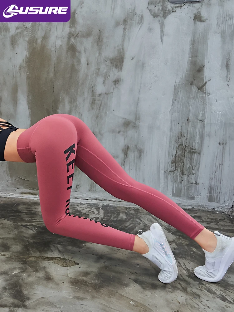 Брюки Lusure для йоги женские узкие брюки с высокой талией персиковые бега