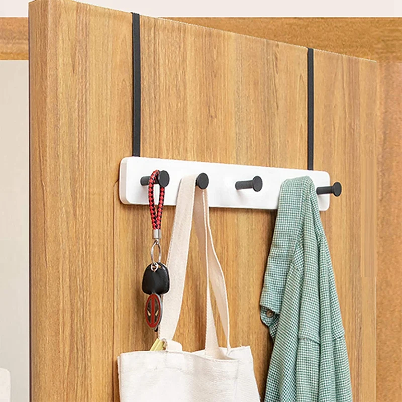 

Over the Door Coat Rack Organizer, Coat Rack with 5 Hooks, Door Hangers for Towels, Coat, Bags, Hats (White)