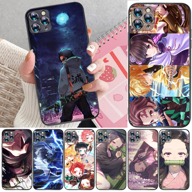 

Demon Slayer Kimetsu No Yaiba Kamado Nezuko Agatsuma Zenitsu Kamado Tanjirou Phone Case For iPhone 11 Pro Max Coque Cases