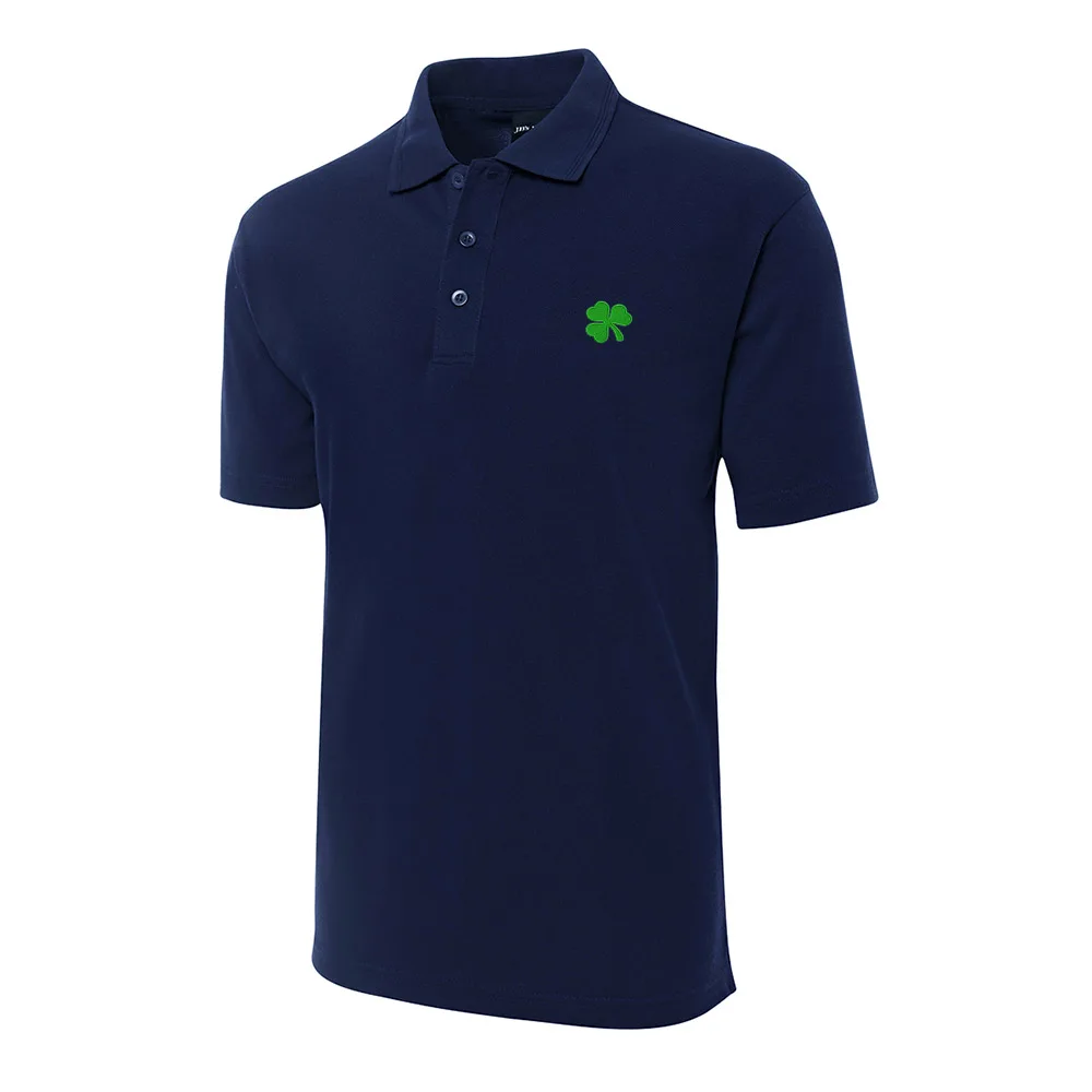 

Green Irish Shamrock Embroidery Shrot Sleeve Polo Shirts Embroidered Men's Shirts