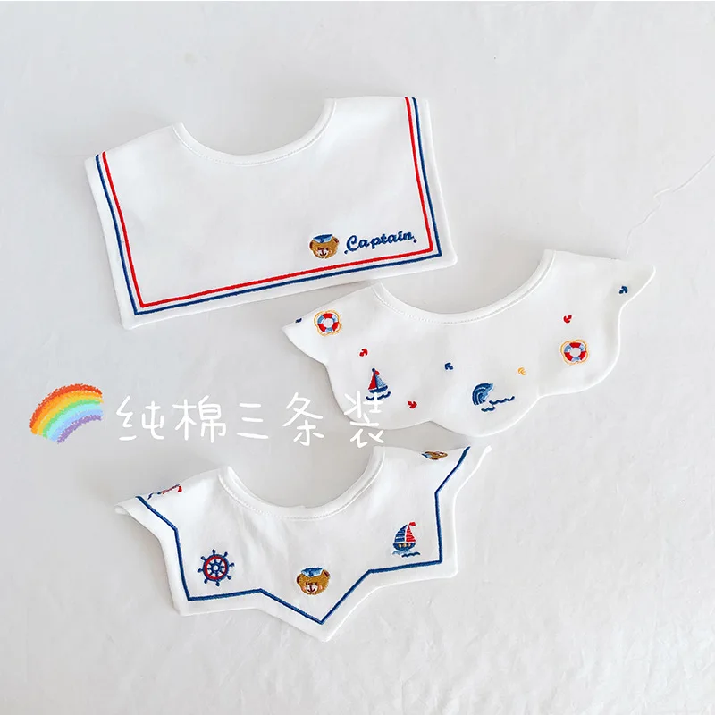 ins Korean version of the new cotton baby bib baby saliva towel one-year-old decorative saliva pocket three-pack combination