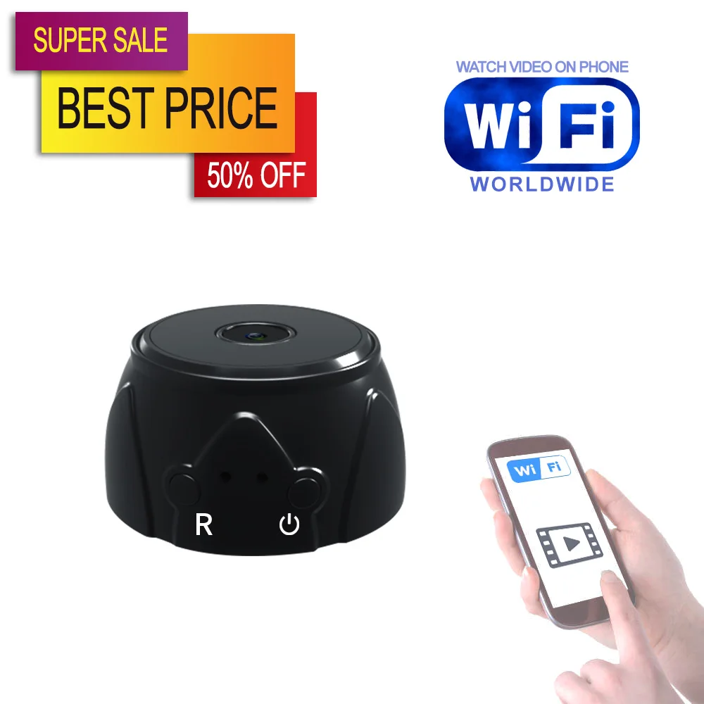 

Powerfull Mini WiFi IP Camera Camcorder with Night Vision Motion Detection Remote Wireless HD 720P Video in Phone APP - 50% OFF