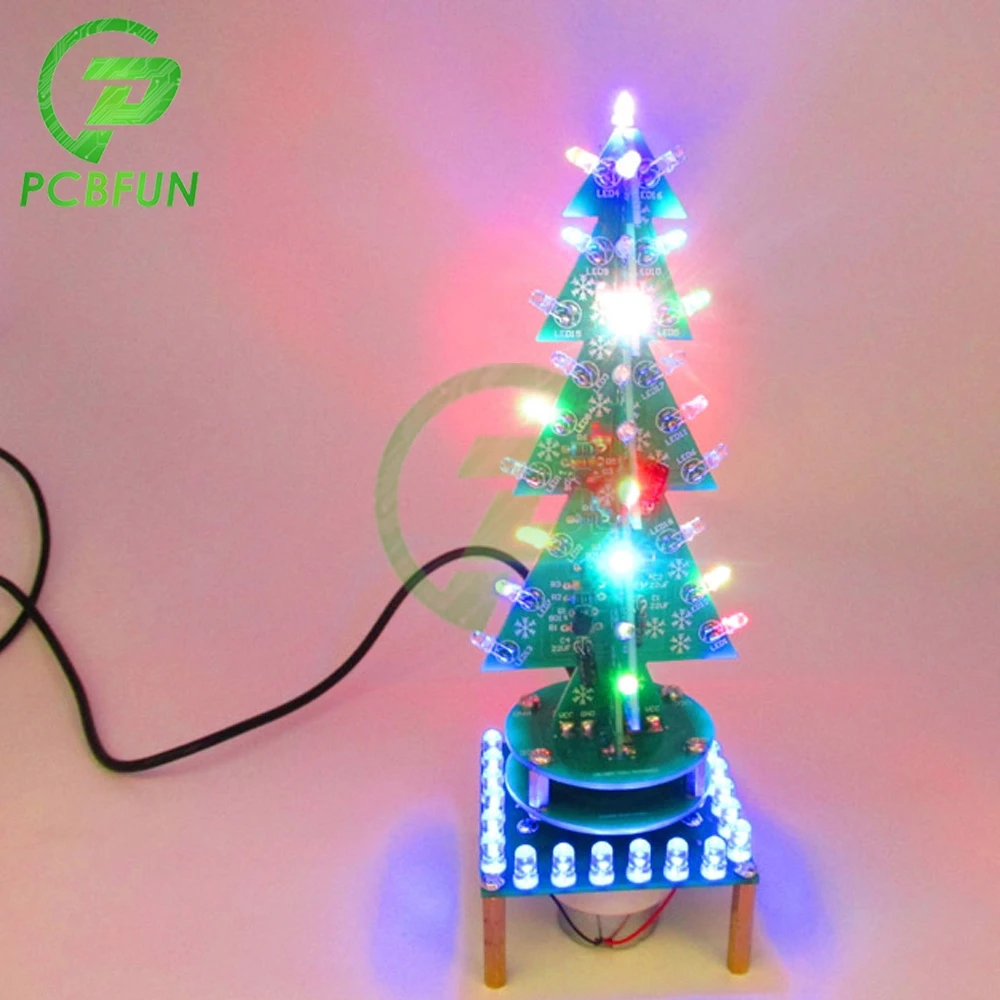 PCBfun вращающийся красочная Музыкальная Рождественская елка светодиодный