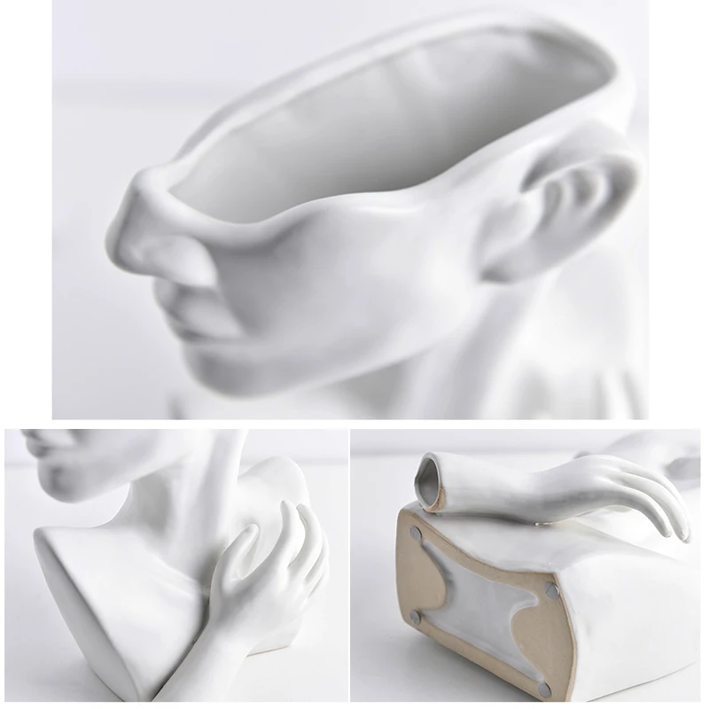 Керамическая ваза в скандинавском стиле с изображением бюста креативный портрет