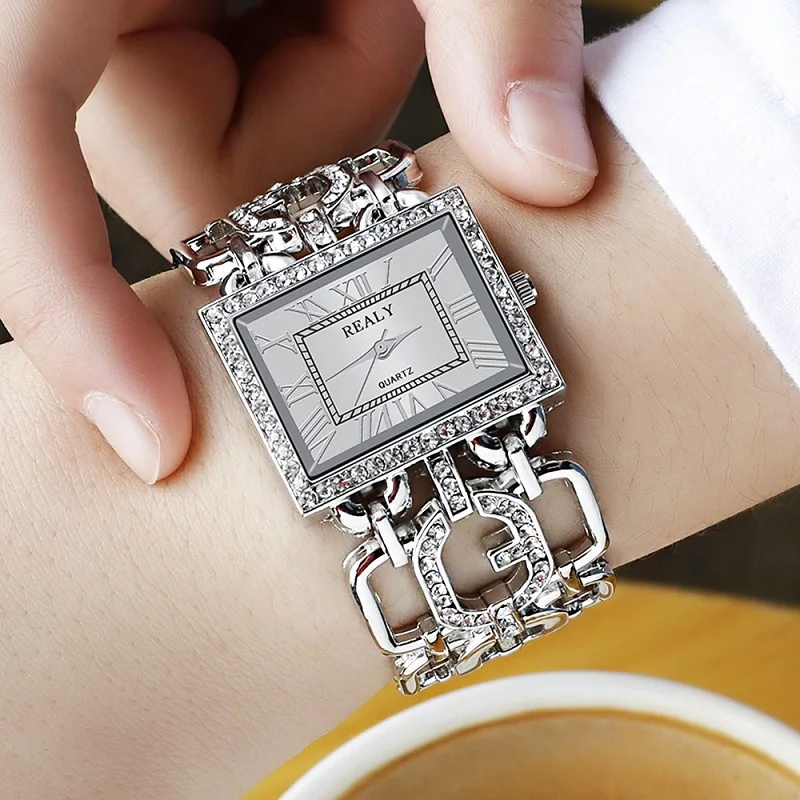 Высококачественные женские часы рифленая нержавеющая сталь стальная полоса