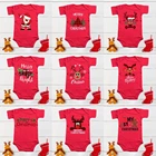 Мой первый Рождественский детский комбинезон, детский красный хлопковый Рождественский комбинезон для мальчиков и девочек, Рождественский комбинезон из красной ткани, Прямая поставка