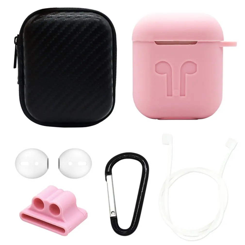 Wireless Silicone Protective Cover 6PCs Set Anti-Lost Rope With Earplugs Sleeve Earphones Case For Apple Airpods |