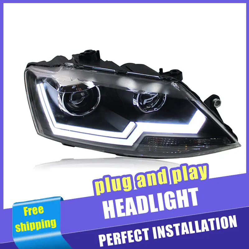 

2PCS Car Style LED headlights for VW Jetta 2011-2014 for Jetta head lamp LED Lens Double Beam H7 HID Xenon bi xenon lens