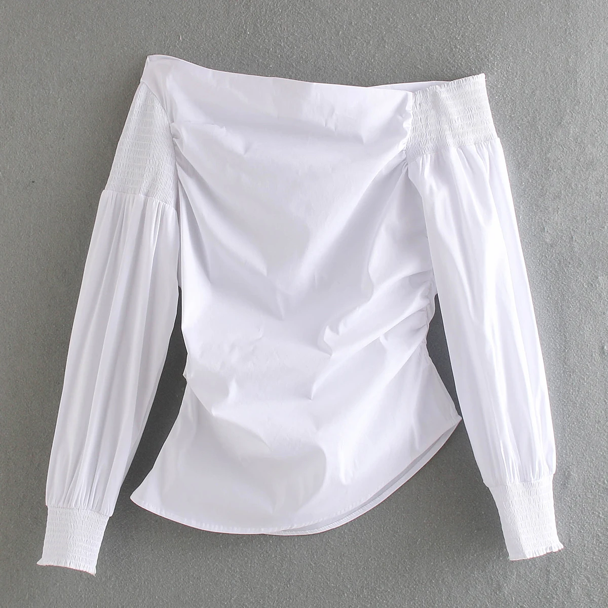 Женская Асимметричная блузка Повседневная однотонная черного или белого цвета с