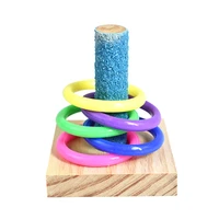 p15f birds parrot wooden platform plastic rings intelligence training chew puzzle toy