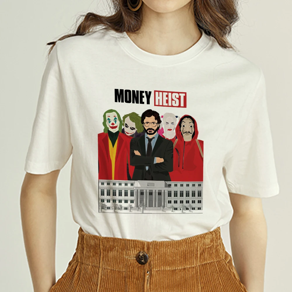 

Summer Women's La Casa De Papel BELLA CIAO Fun Print T-shirt Harajuku casual Street style short sleeved O neck white T-shirt 90s