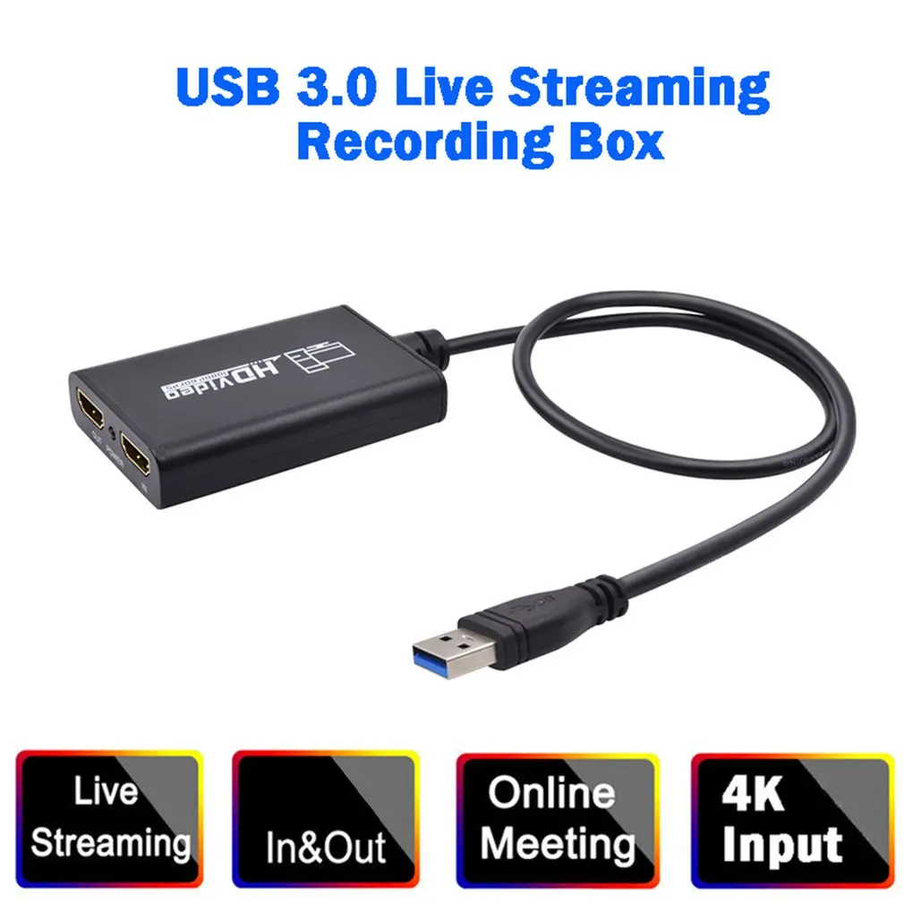 

Профессиональная коробка для захвата видео в HD-игре USB 3,0 штекер-HDMI-совместимая с гнездом штепсельная Вилка для прямой трансляции потоковый ...
