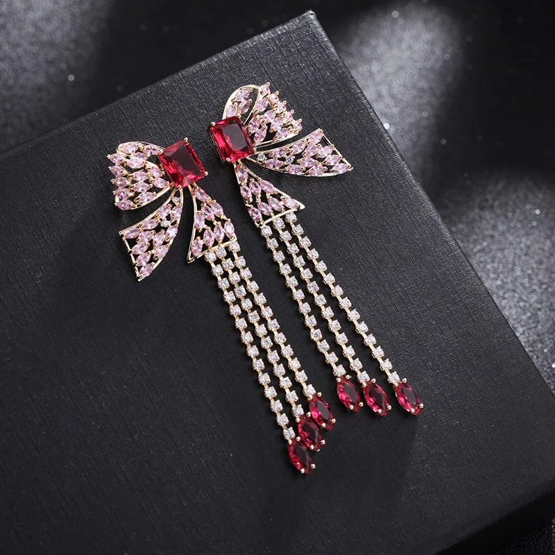 

Long Tassel Butterfly Drop Earrings Pink Color 2021 Korean Hanging Women Earrings Fashion Party Jewelry Gift