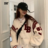 autumn and winter new clothes ins tide korean students loose wild baseball uniform thickened plus velvet sweater jacket women