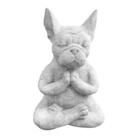 2021 new resin meditation dog statue yoga pose sitting french bulldog animal figurine prayer collectible garden sculptures decor