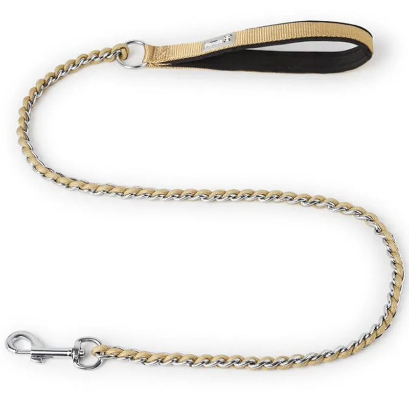 Поводок из нержавеющей стали для собак нейлоновый пояс с плетеной цепью прогулок