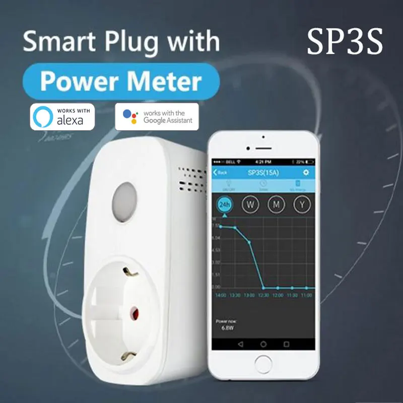 Broadlink SP3S Energie монитор Smart Draadloze WiFi розетка Afstandsbediening Met измеритель мощности