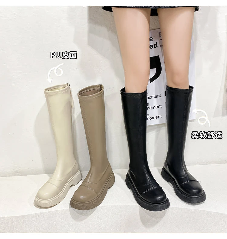 

2021 Women's Short Boots Solid Color PU Zipper Thick-soled Waterproof Snow Boots Comfortable Lightweight Outdoor Women's Boots