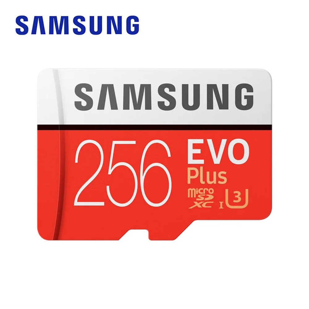 SAMSUNG Memory Card EVO plus 256GB SDXC TF Micro SD Card U3 4K UHD UHS-I Water-resistant Microsd with Adapter for Smartphone