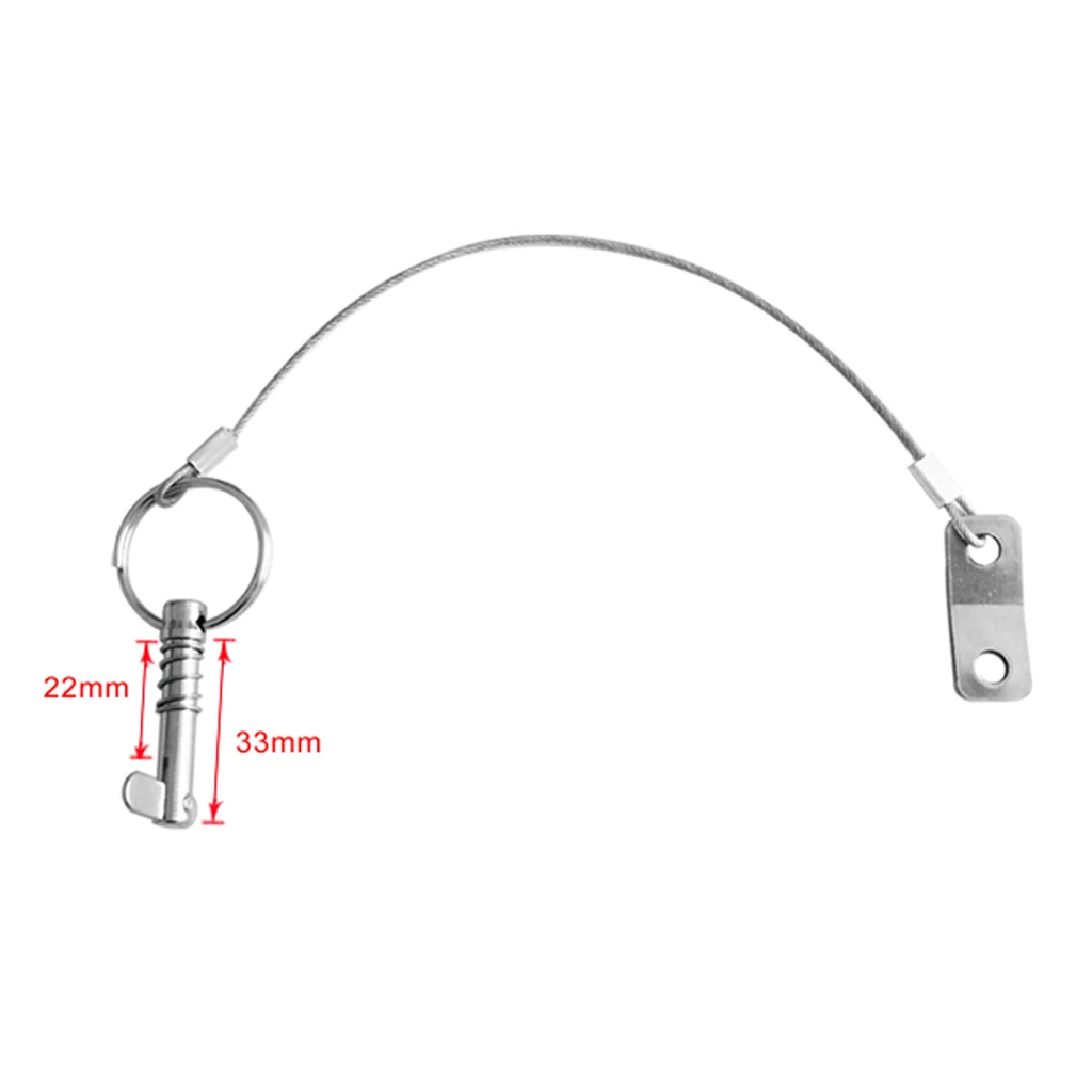 

2 Pcs Quick Release Pin 1/4inch Diameter w/ Lanyard Prevents Loss, 316 Stainless Steel, Bimini Top Pins, Marine Hardware