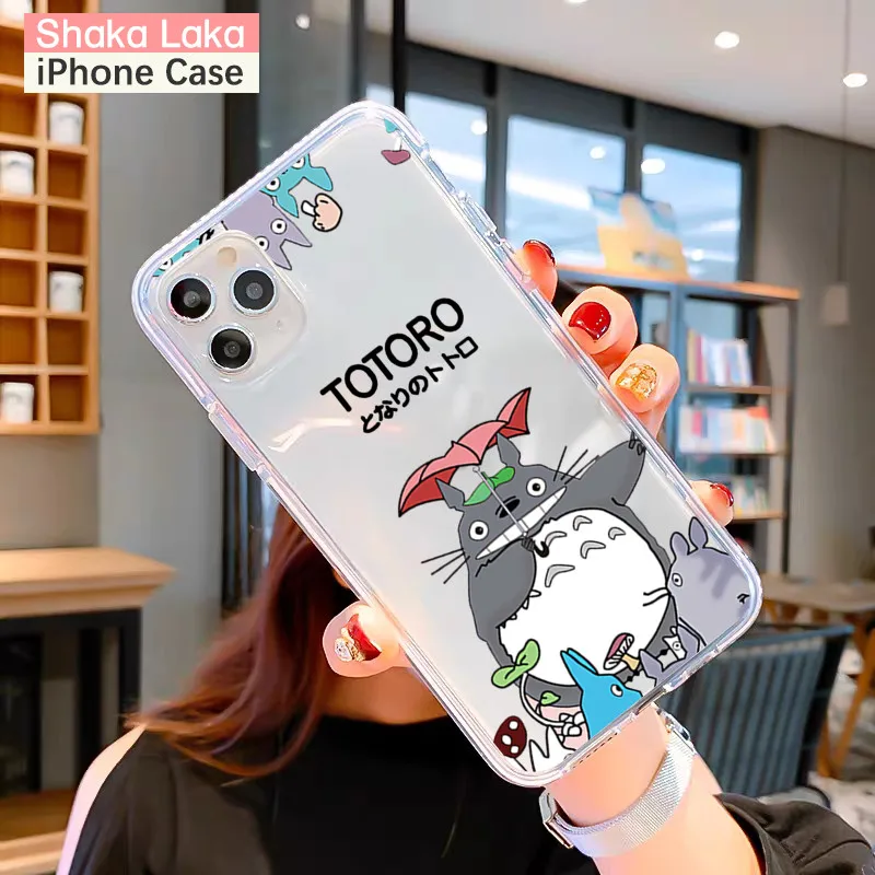 Мультяшный чехол totoro для iPhone 12 симпатичный 13 Pro X XS XR 6 7 8 Plus Роскошный прозрачный 11