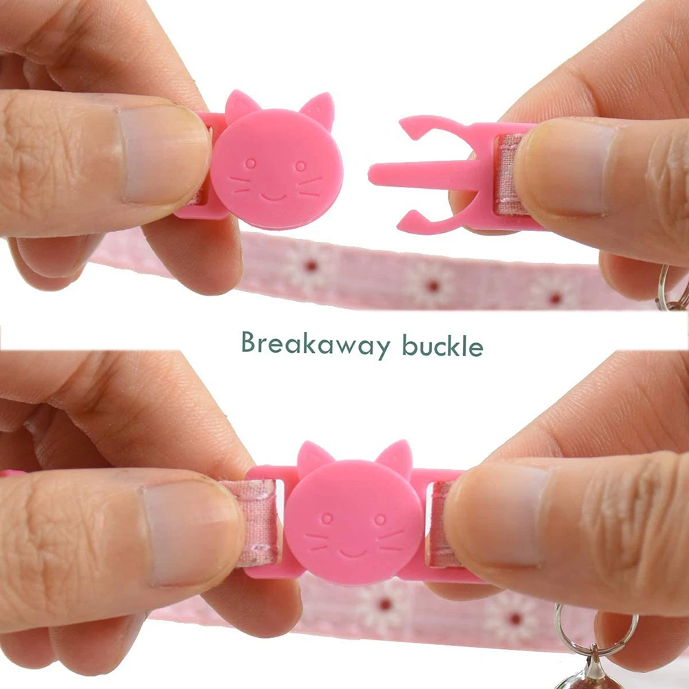 3 упаковки ошейник с колокольчиками прочный милый цветочный узор котенок