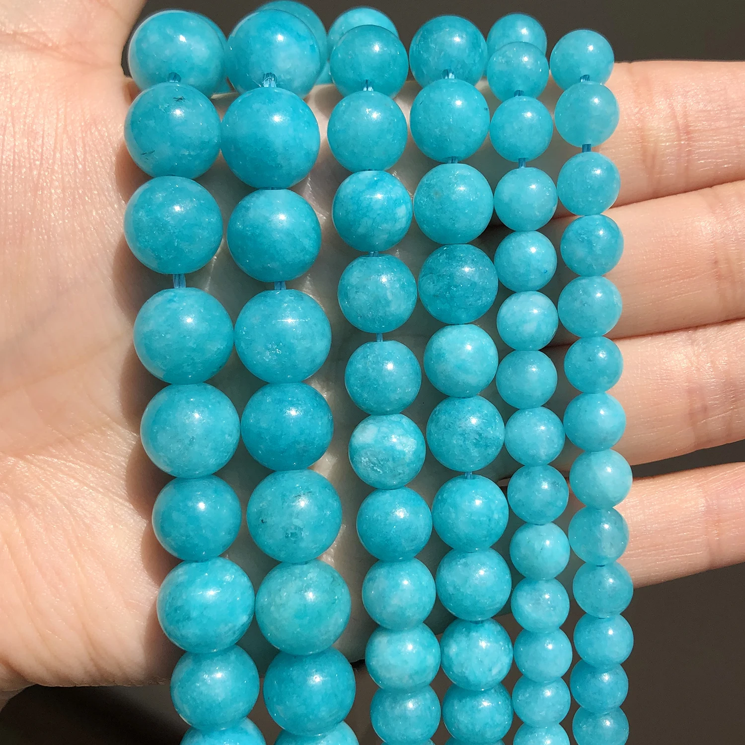 

6/8/10 мм небесно-голубого цвета, нефрит Каменные Бусы из натурального камня, круглые бусины для изготовления ювелирных изделий DIY для браслет...