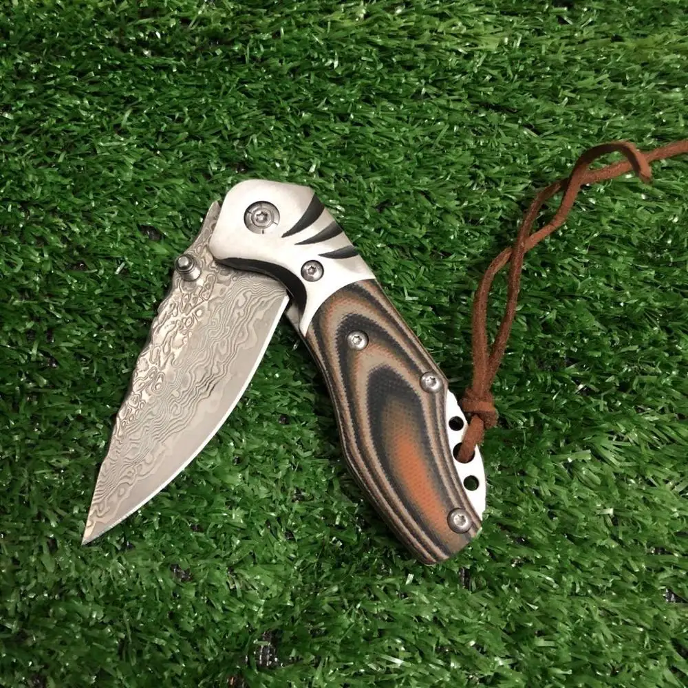 Складной нож из дамасской стали портативный карманный клинок для повседневного