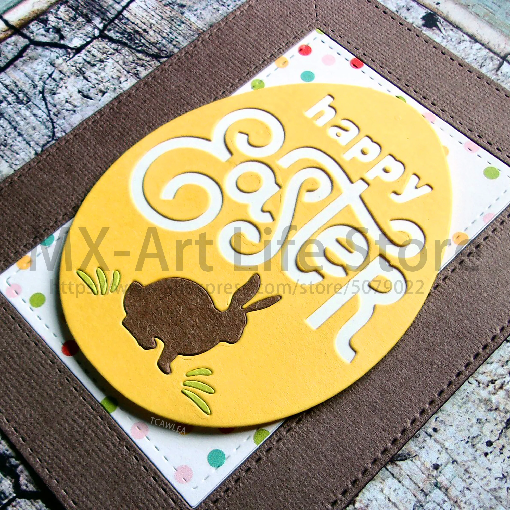 Счастливый Пасхальный кролик текст металлические Вырубные штампы пасхальные