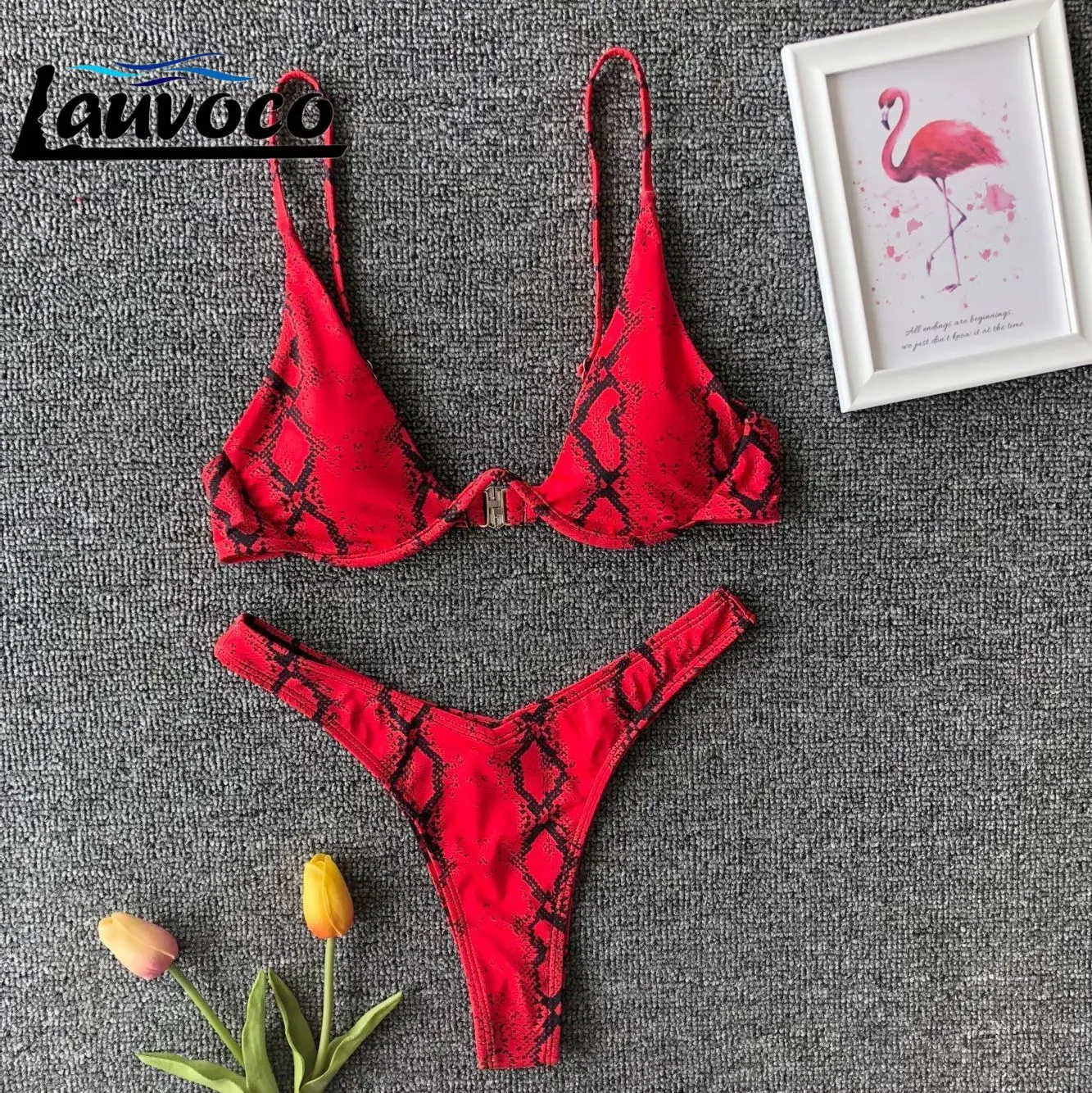 Женский купальник-бикини из змеиной кожи сексуальный купальник пуш-ап