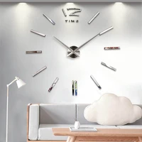 3d wall clock modern design diy acrylic mirror wall stickers for living room bedroom home decor quartz needle europe horloge