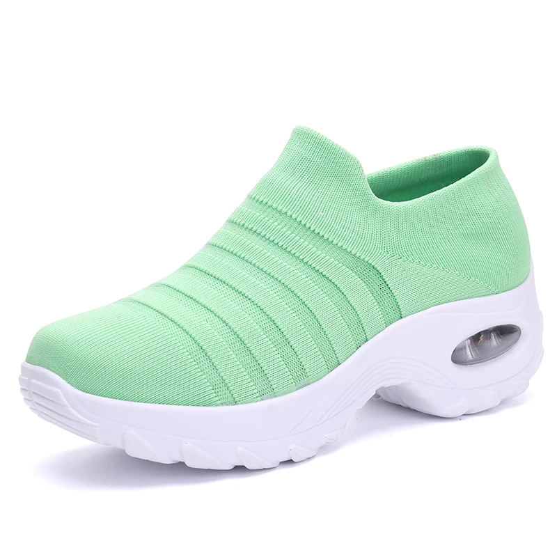 

New Women Sneakers Vulcanized Shoes Sock Shoes Women Spring Slip on Flat Shoes Women Plus Size Loafers Mid Heel Shoes
