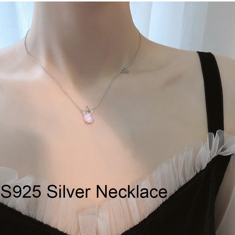 Оптовая продажа серебряный цвет радуга единорог браслет цепочка с животными S925