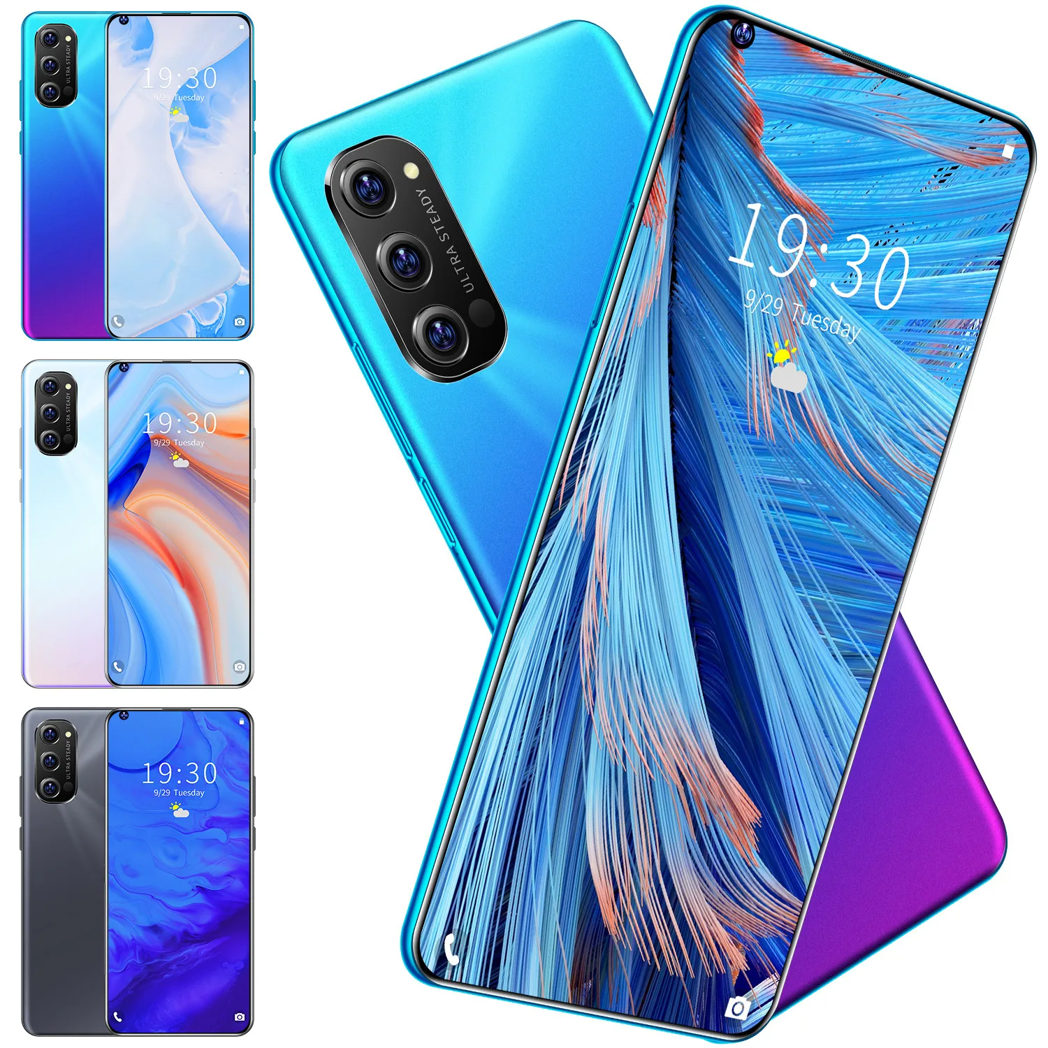 

Smartphone Global Version Rino4 Pro 7.3 Inch Water Drops Cellphone Screen Snapdragon 855 Android 10.0 Mobile Phones 5600 mAh NFC