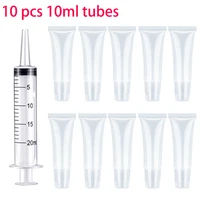 10ml empty lip gloss tubes clear soft lipstick tube lip balm container refillable lipgloss tubes cosmetic makeup with syringe