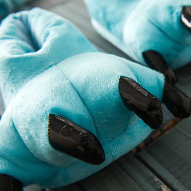 Обувь с лапами для мужчин и женщин домашняя обувь из бархата кораллового цвета