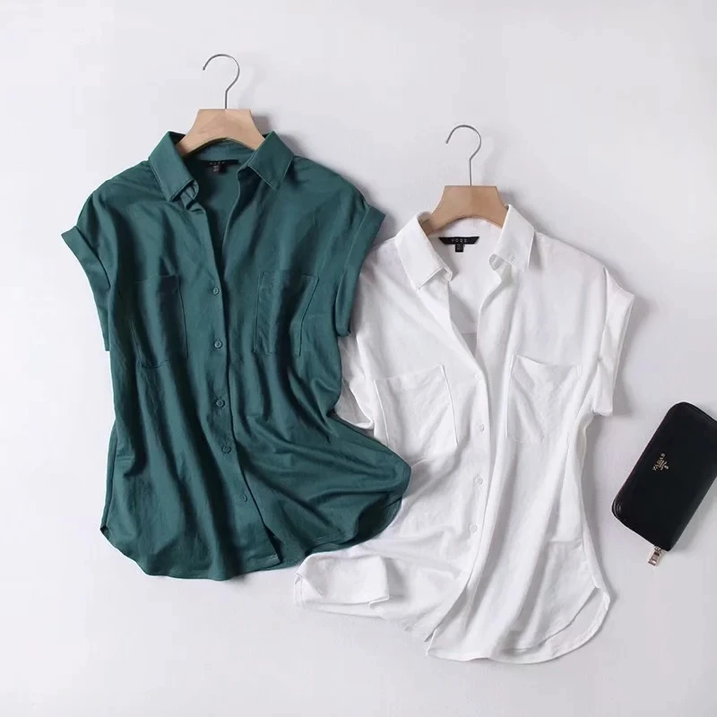 Женская однотонная блузка без рукавов свободная рубашка в английском стиле