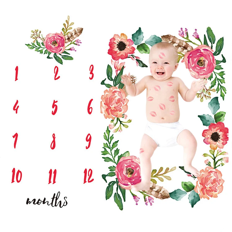 

Baby Monthly Age Milestone Photo Background Growth Cloth Blanket Calendar Backdrop Diaper Infant Photography Props Accessories